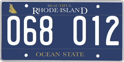 RI license plate 068012
