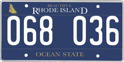 RI license plate 068036