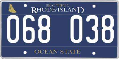 RI license plate 068038