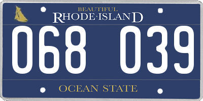 RI license plate 068039