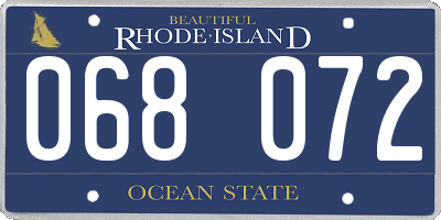 RI license plate 068072
