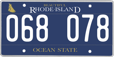 RI license plate 068078