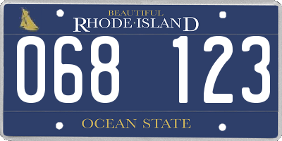 RI license plate 068123
