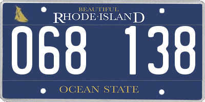 RI license plate 068138