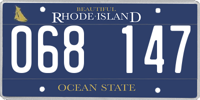 RI license plate 068147
