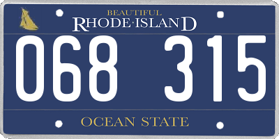 RI license plate 068315