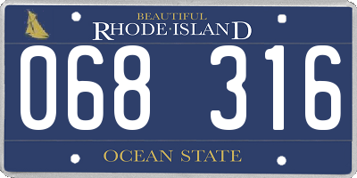 RI license plate 068316