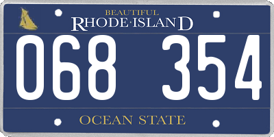 RI license plate 068354