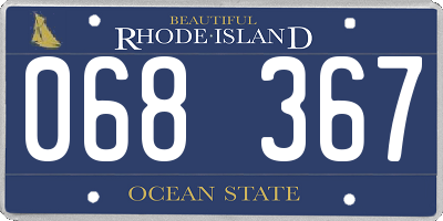RI license plate 068367