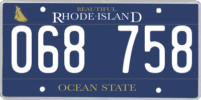 RI license plate 068758