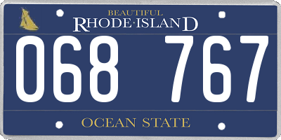 RI license plate 068767
