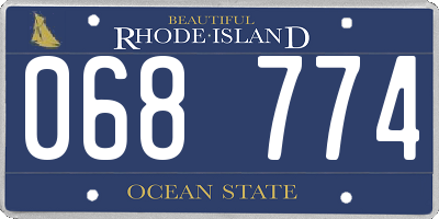 RI license plate 068774