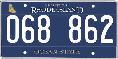 RI license plate 068862