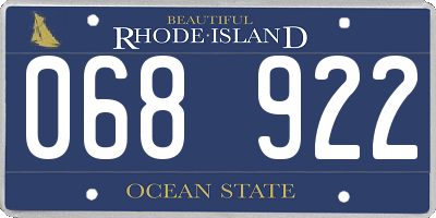 RI license plate 068922