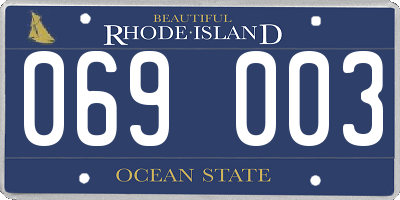 RI license plate 069003