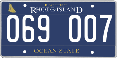 RI license plate 069007