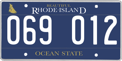RI license plate 069012