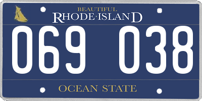 RI license plate 069038