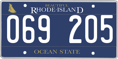 RI license plate 069205