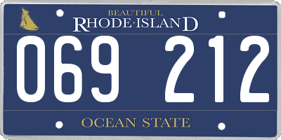 RI license plate 069212