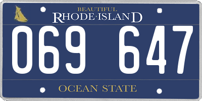 RI license plate 069647