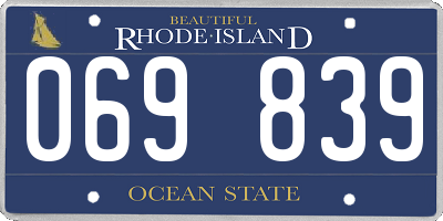 RI license plate 069839