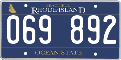RI license plate 069892