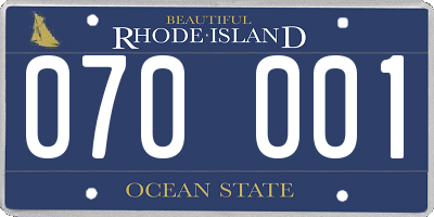 RI license plate 070001