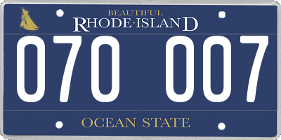 RI license plate 070007