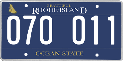RI license plate 070011