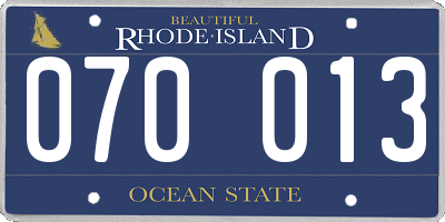 RI license plate 070013