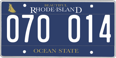 RI license plate 070014