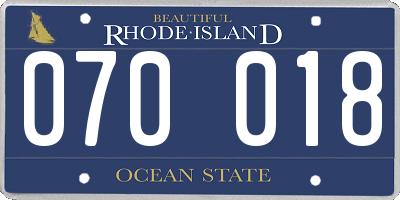 RI license plate 070018
