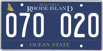 RI license plate 070020
