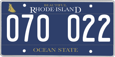 RI license plate 070022