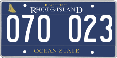 RI license plate 070023