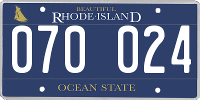 RI license plate 070024
