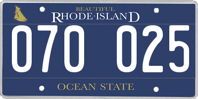 RI license plate 070025