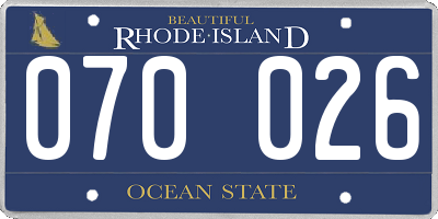 RI license plate 070026