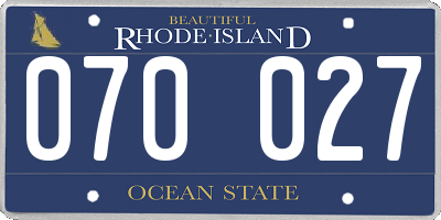 RI license plate 070027
