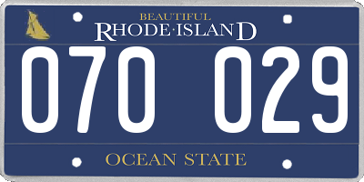 RI license plate 070029