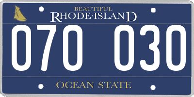 RI license plate 070030