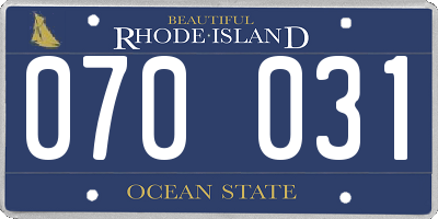 RI license plate 070031