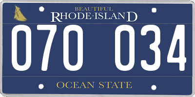 RI license plate 070034