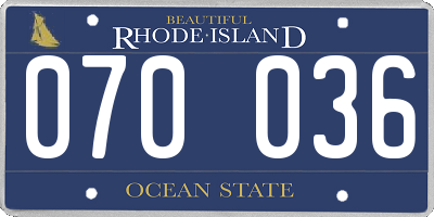 RI license plate 070036