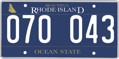 RI license plate 070043