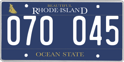 RI license plate 070045
