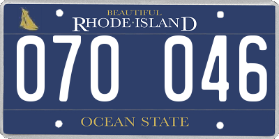 RI license plate 070046