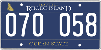 RI license plate 070058