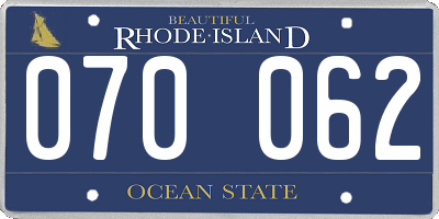 RI license plate 070062